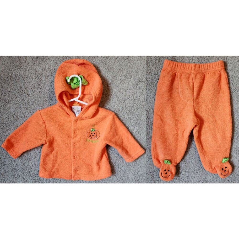Target‎ Baby 2 Piece Outfit Set Hoodie/Footie Pants Terrycloth Lil Pumpkin Sz 6M